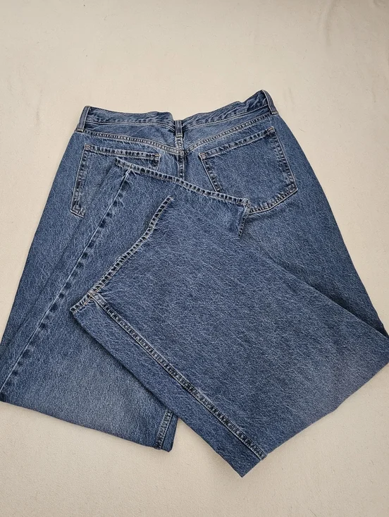 OLD NAVY 100% Cotton Wide-Leg Mid-Rise WOW Baggy Womens Jeans Washed Blue Sz 12T - Picture 12 of 16
